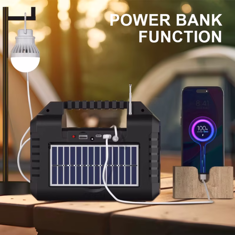 Solar Blue Tooth Speaker FM Radio Power Bank with Solar Panel and Lighting system - Image 2